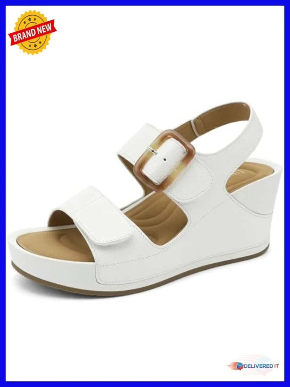 Womens High Platform Wedge Sandals Dressy Open Toe 2.76 Inch Heel Adjustable